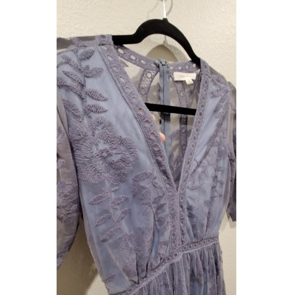 HONEY PUNCH Blue Lace Mesh Overlay Maxi Dress - Picture 6 of 9